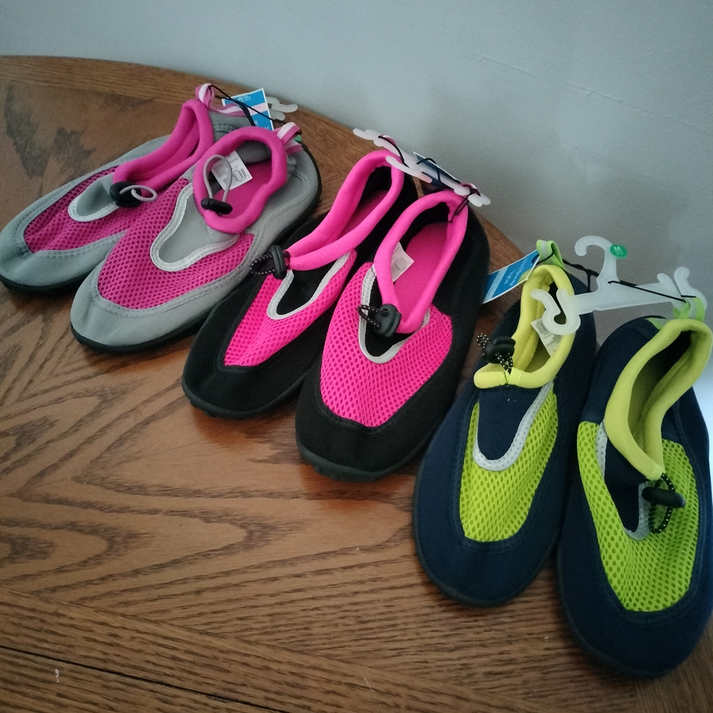 Aqua Pink and Green Water Shoes with Mesh Upper